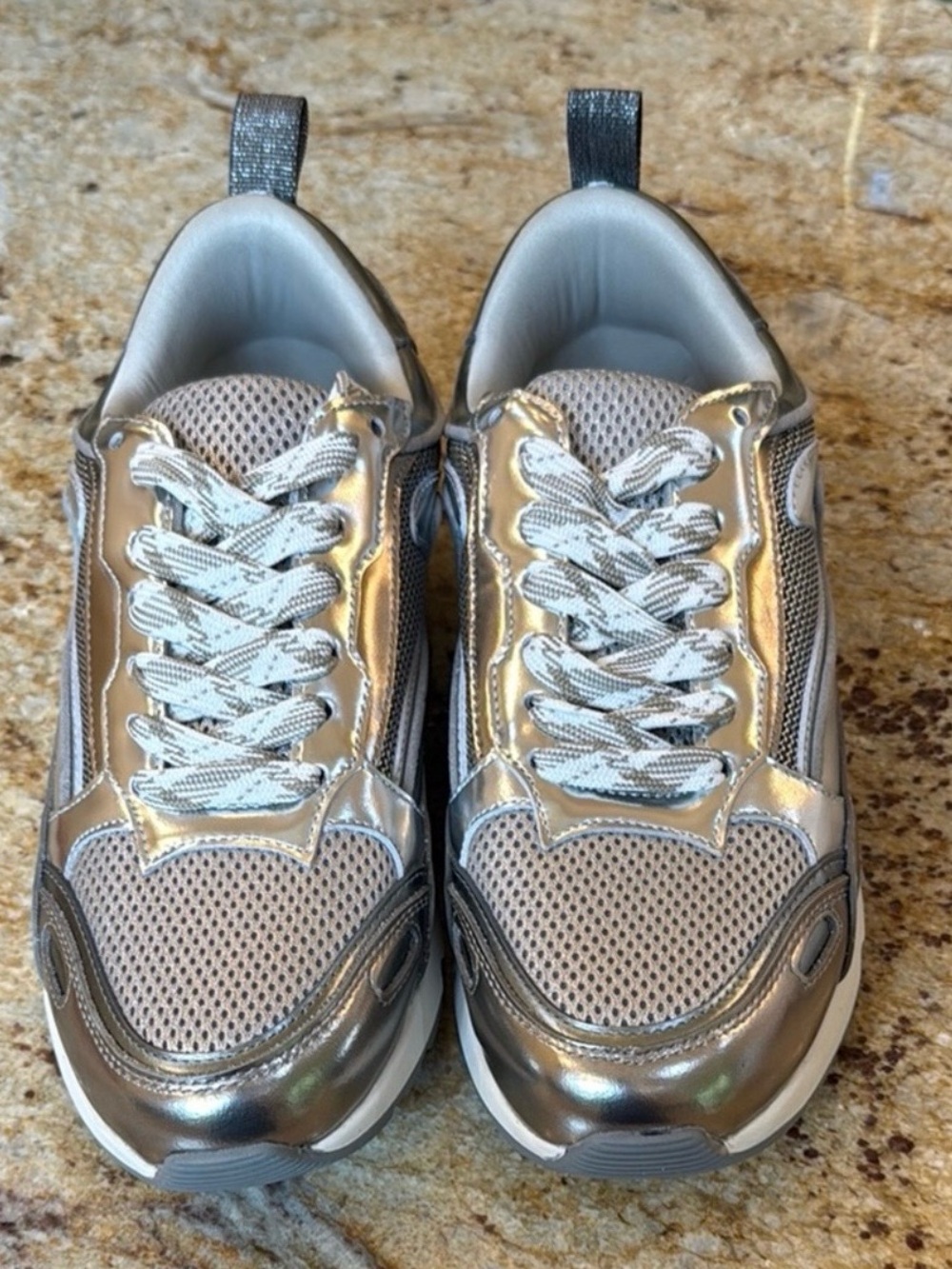Sandro Metallic Silver Flame Sneakers Size 39- New Never Worn - Picture 2 of 6